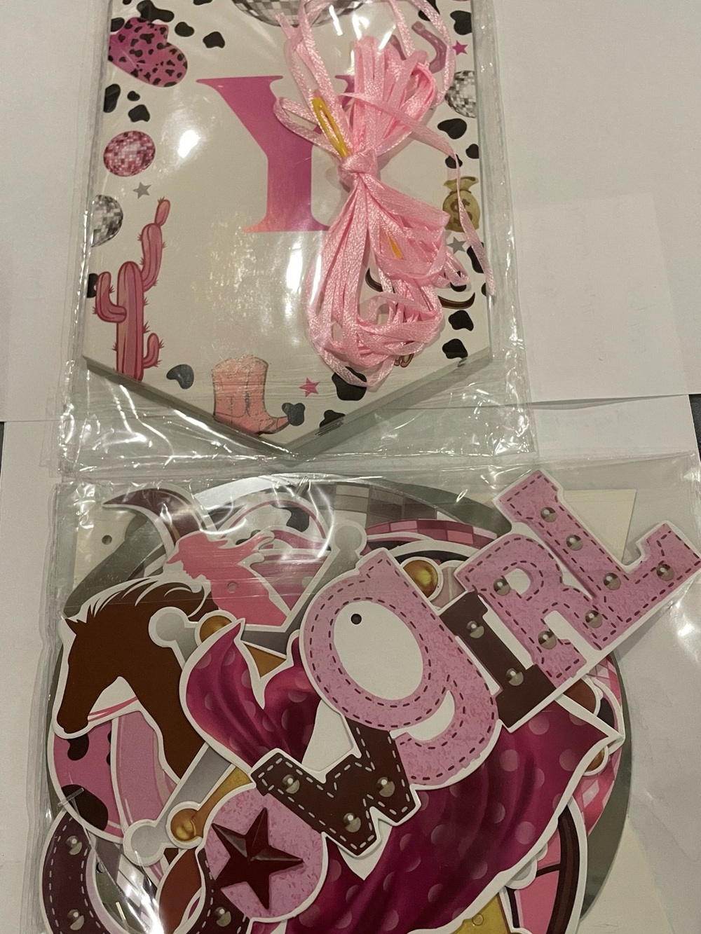 Pink World Cowboy Themed Party Banner